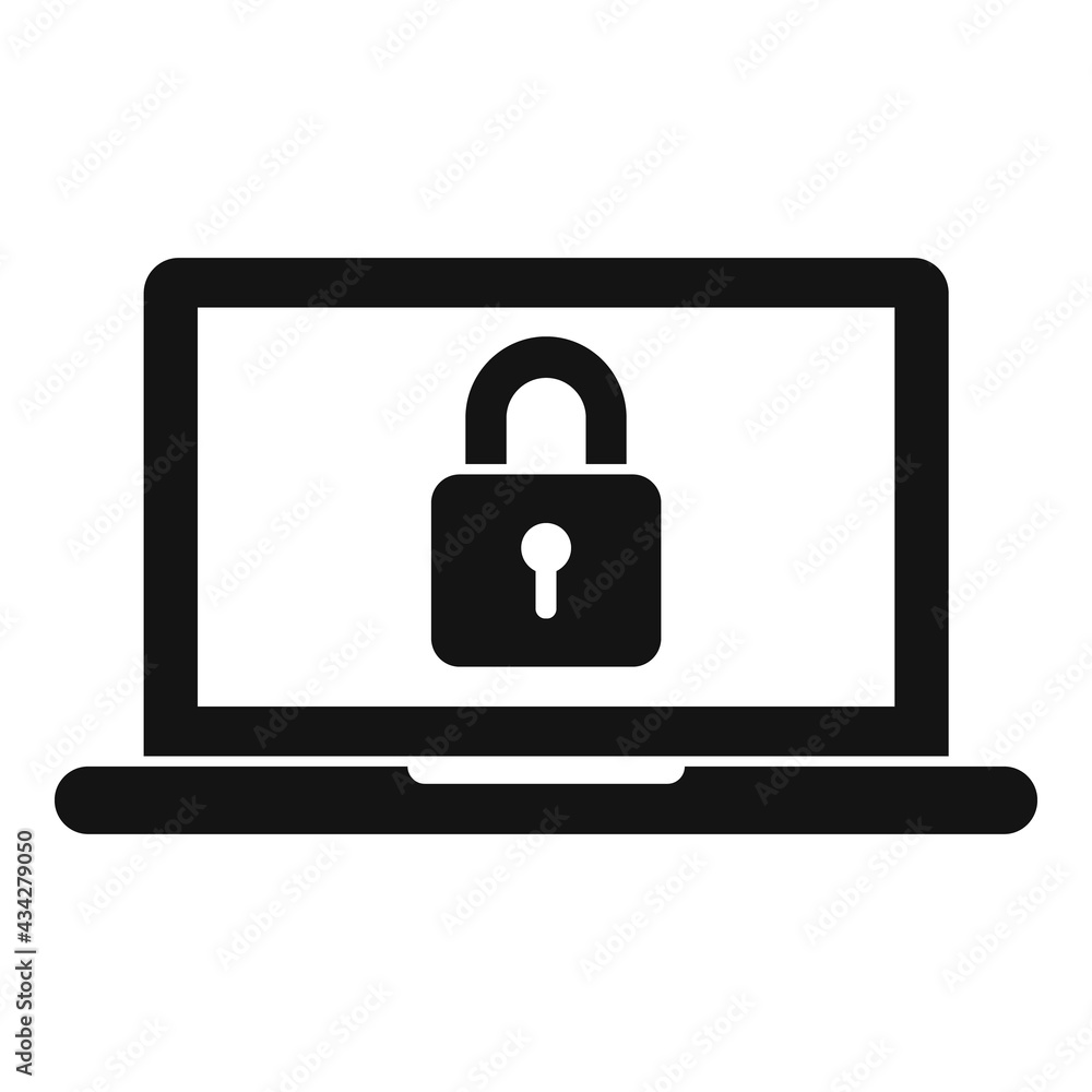 Security service laptop icon, simple style Security service laptop icon, simple style