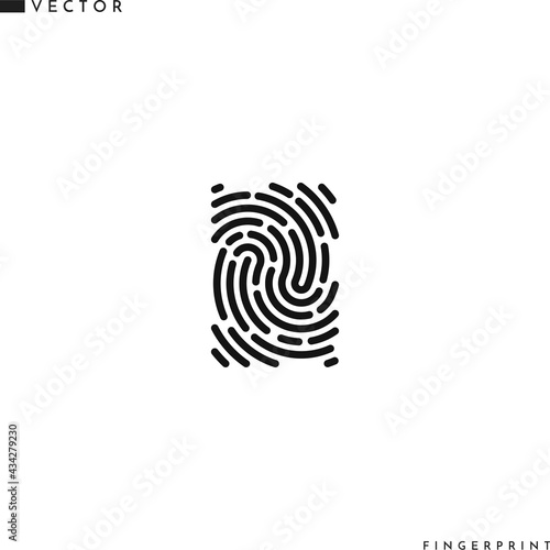 Human fingerprint in rectangle. Logo. Isolated fingerprint on white background