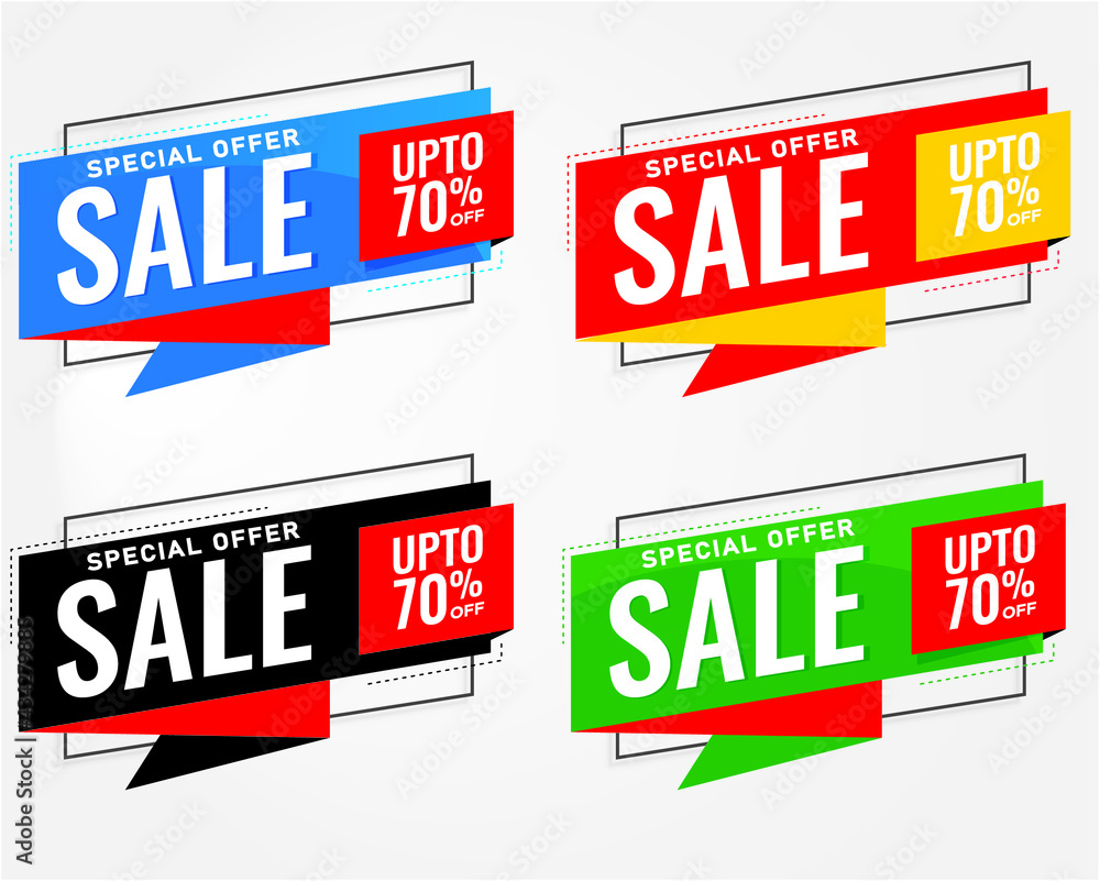 Fototapeta premium Stylish red, blue, black, green sale banner, Tags design