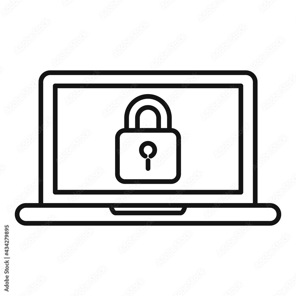 Security service laptop icon, outline style Security service laptop icon, outline style