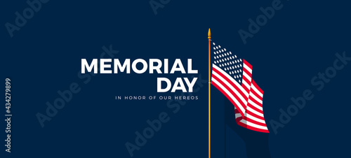 Canvas Print Memorial Day with American Flag Background Banner