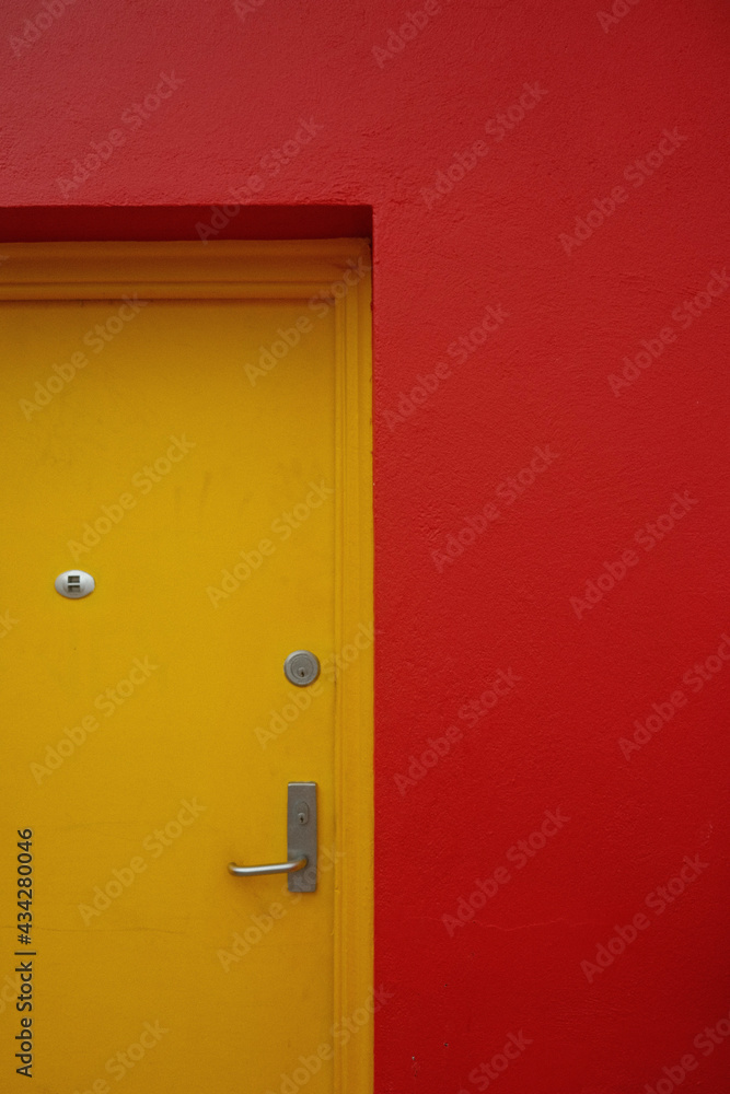 door with yellow wall