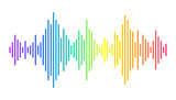 Sound wave rhythm. Colorful digital equalizer. Abstract wavy stripes on a white background isolated.