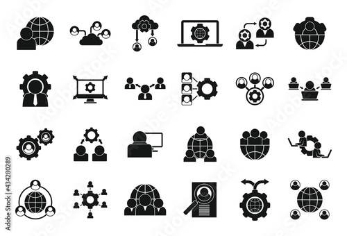 Outsource icons set, simple style