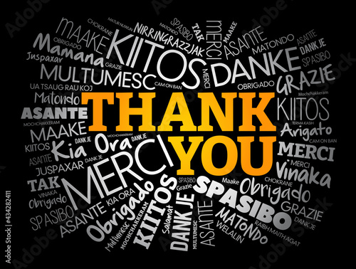 Thank You word cloud in different languages, concept background