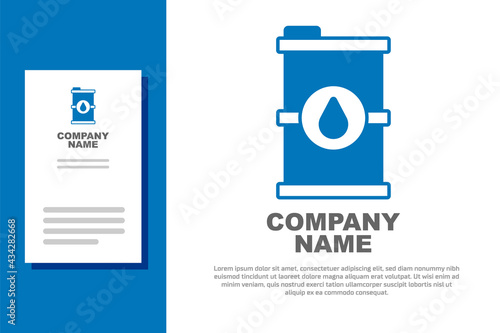 Blue Bio fuel barrel icon isolated on white background. Eco bio and canister. Green environment and recycle. Logo design template element. Vector
