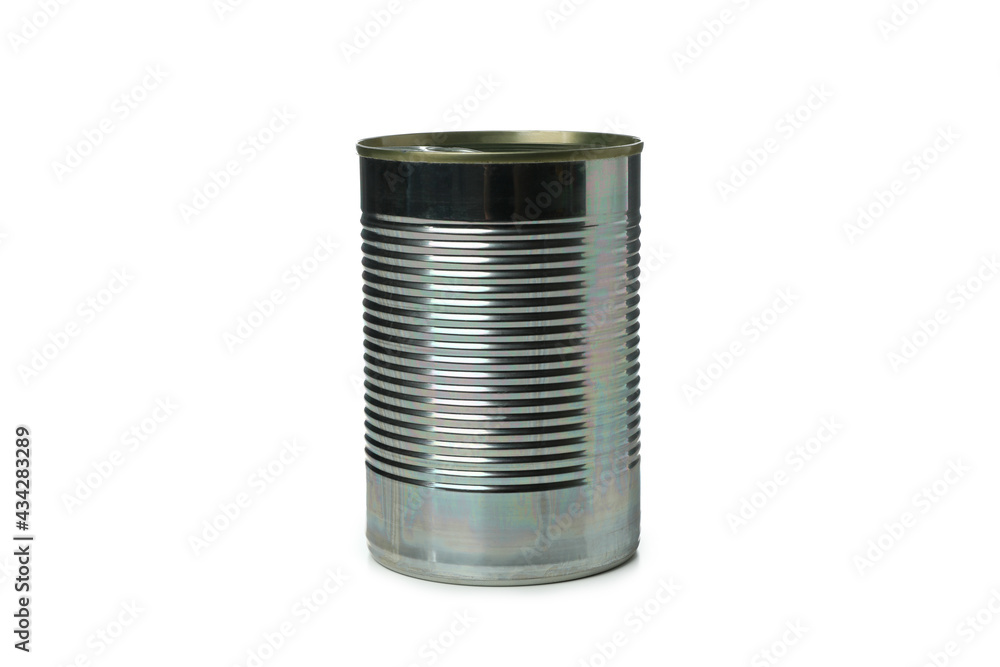 Tin with pet feed isolated on white background Tin with pet feed isolated on white background