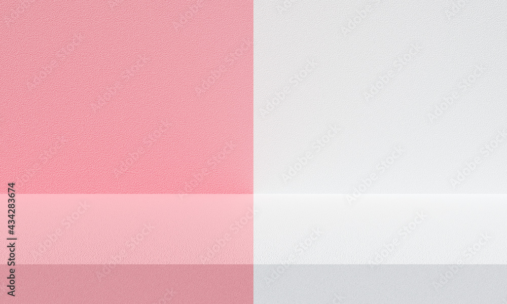 Table 3d render of white and pink background abstract in studio room design.
