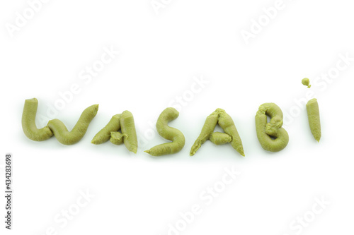 Word Wasabi made of wasabi isolated on white background