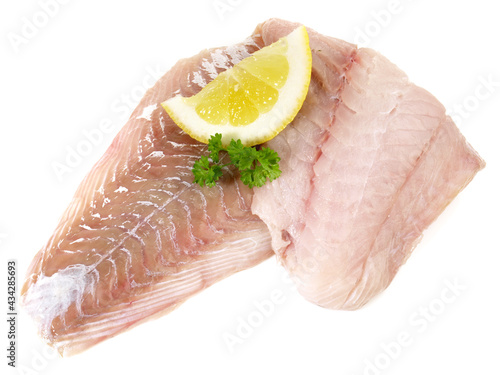 Canvastavla Seelachsfilet mit Zitrone, roh - Freigestellt