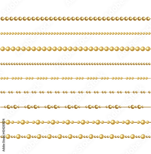 Realistic Detailed 3d Chain Beads Set. Vector
