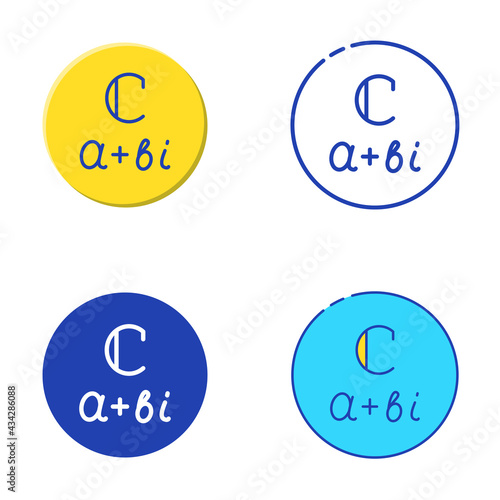 Complex number icon set in flat and line style