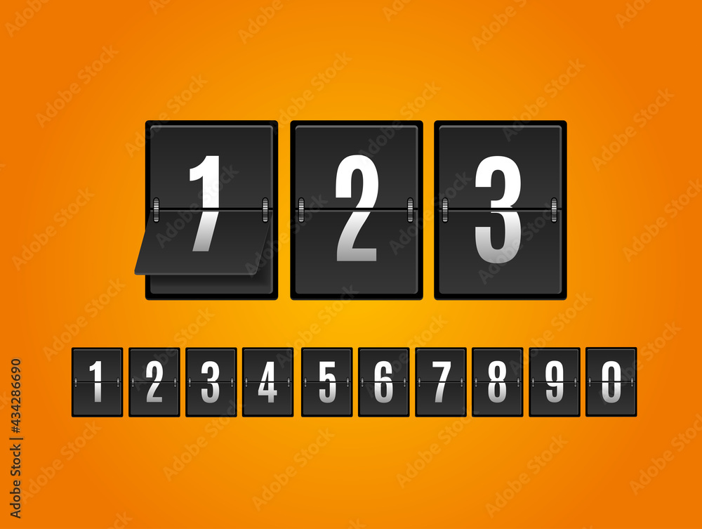 Mechanical Scoreboard Numbers or Flipping Panel. Vector Mechanical Scoreboard Numbers or Flipping Panel. Vector