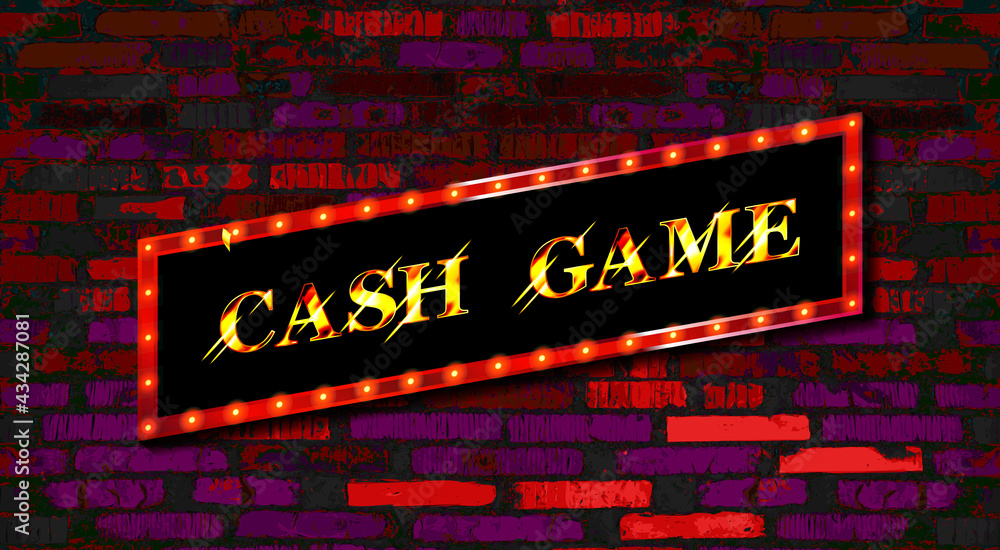 Cash game. Gold frame, Banner Vector illustration