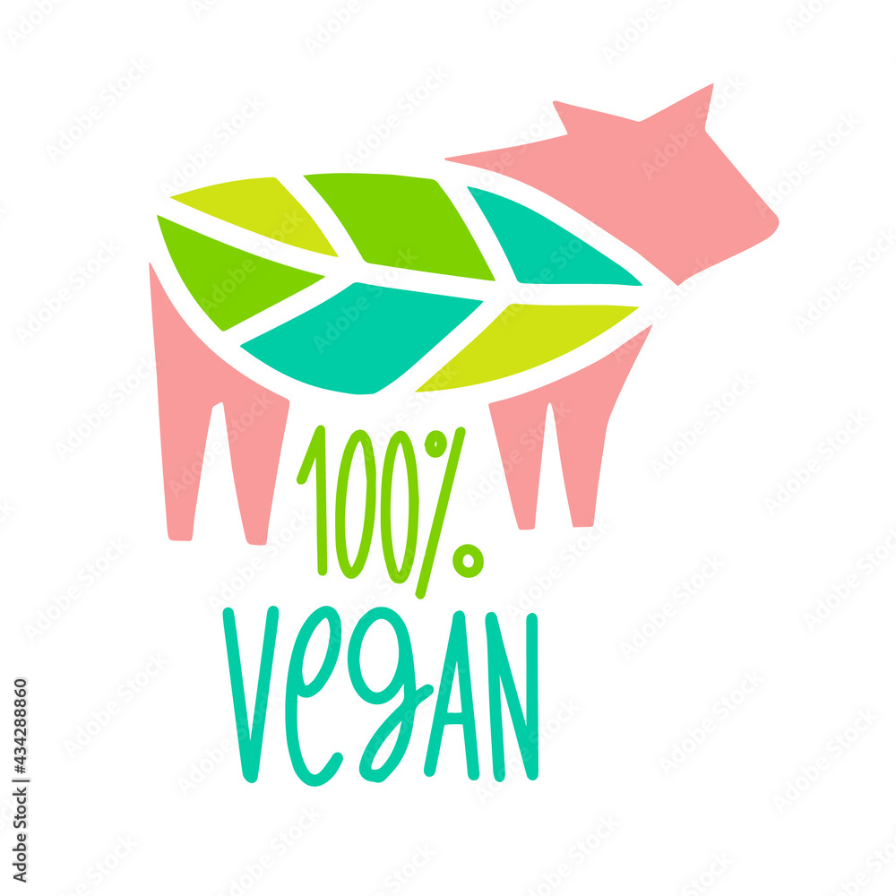 Obraz premium Beyond meat vector icon vector. Plant based food. Green leaf instead of steak. Vegan meat made from plants. butchering a cow in the form of a leaf.