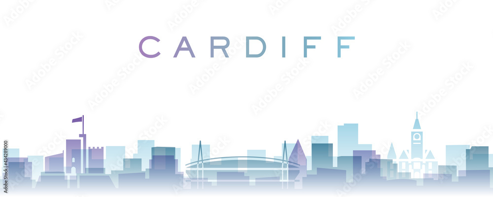 Cardiff Transparent Layers Gradient Landmarks Skyline