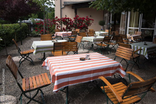 empty beer garden or schanigarten photo