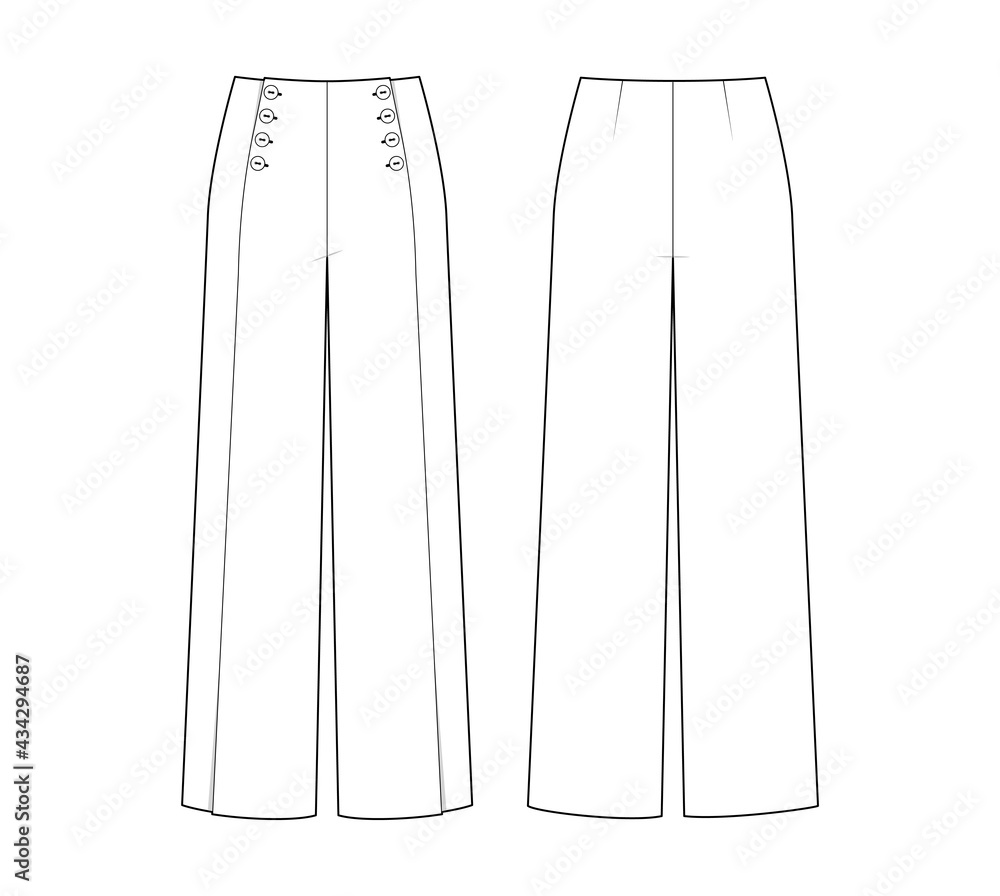 Premium Vector  Long pant technical fashion illustration flat sketch  template design and trouser design template