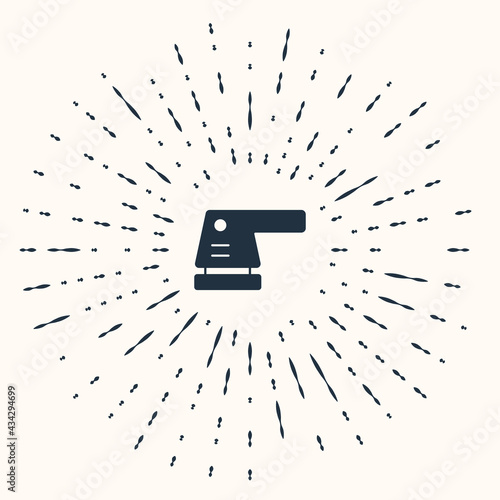 Grey Electric sander icon isolated on beige background. Orbital sander. For floor and wooden planks sanding sandpaper. Abstract circle random dots. Vector