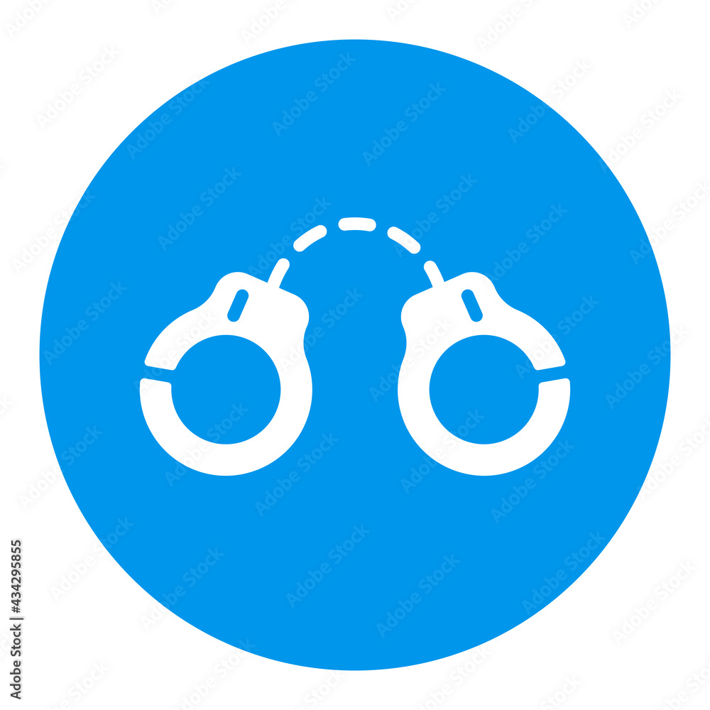 Handcuffs vector white glyph icon. Police sign