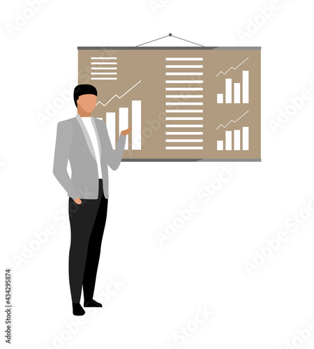 Business manager flat color vector faceless character. Strategy and analysis. Company performance evaluation. Creating business plan isolated cartoon illustration for web graphic design and animation