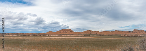 Obraz na plátně Badlans of Navarre (Bardenas Reales de Navarra) dessert in the middle of Spain