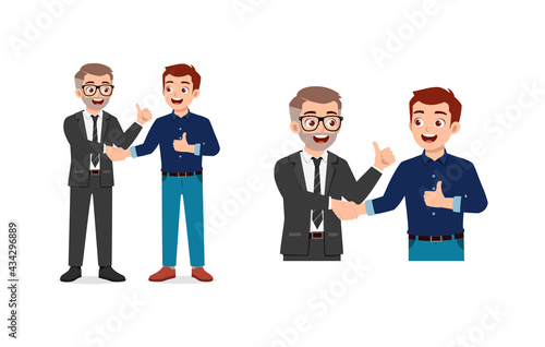 young man and boss have deal and do hand shake