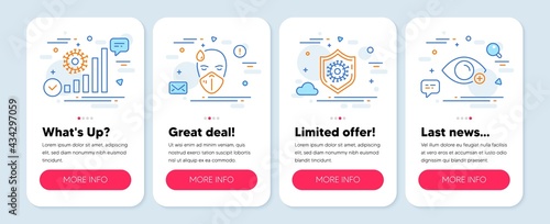Set of Medical icons, such as Coronavirus statistics, Sick man, Coronavirus protection symbols. Mobile app mockup banners. Farsightedness line icons. Vector