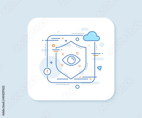 Health eye line icon. Abstract vector button. Oculist clinic sign. Optometry vision symbol. Health eye line icon. Protect shield concept. Vector