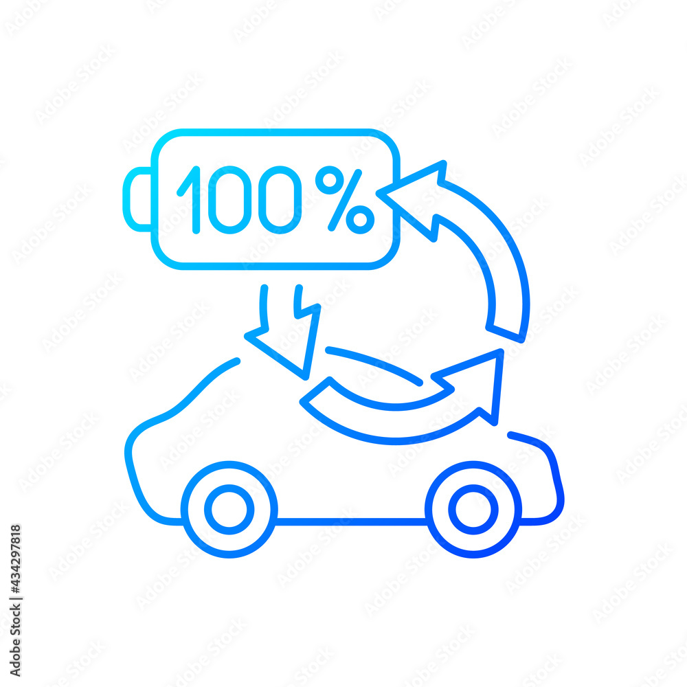 Top up charging gradient linear vector icon. Way of charging electric vehicle to keep its battery health. Thin line color symbols. Modern style pictogram. Vector isolated outline drawing