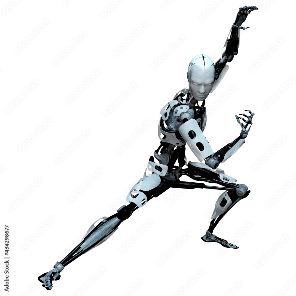 3D Rendering Male Robot on White 3D Rendering Male Robot on White