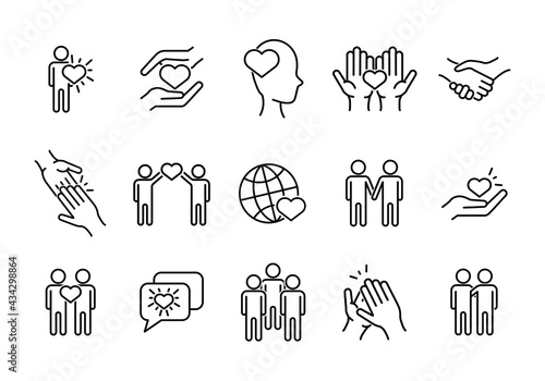 friendship and love icon set. Vector stock illustration. Isolated pictogram eps10