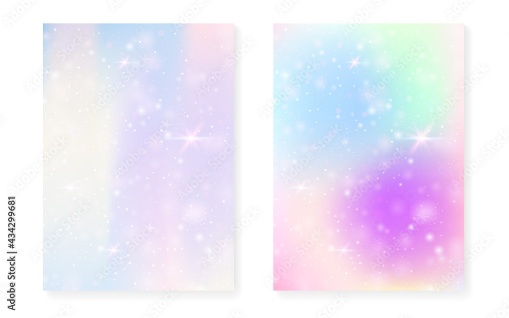 Kawaii background with rainbow princess gradient. Magic unicorn hologram. Kawaii background with rainbow princess gradient. Magic unicorn hologram.