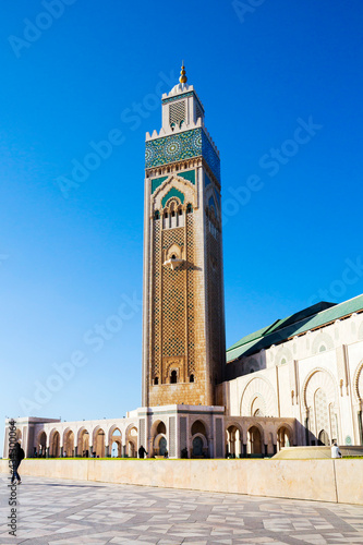 Casablanca, Morocco, Hassan II Mosque. It is the main attraction and symbol of Casablanca. The most grandiose and magnificent Muslim temple, built in the XX century and the largest in Africa.