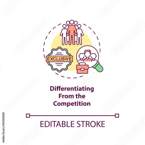 Differentiating from competition concept icon. Successful company branding. Business strategy idea thin line illustration. Vector isolated outline RGB color drawing. Editable stroke
