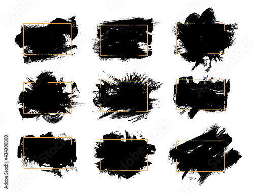 Set of Cosmetic mascara strokes with a frame for text, on white background