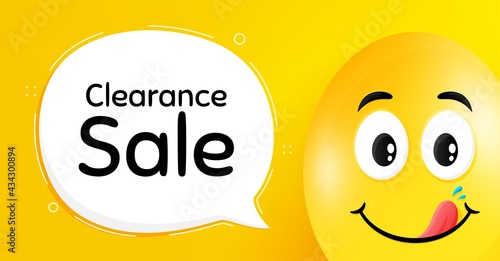 Clearance sale symbol. Easter egg with yummy smile face. Special offer price sign. Advertising discounts symbol. Easter smile character. Clearance sale speech bubble. Vector