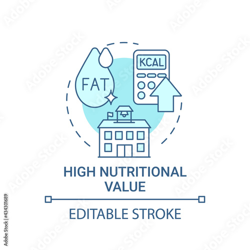 High nutritional value concept icon. School healthy eating plan. Special meal planning full of vitamins idea thin line illustration. Vector isolated outline RGB color drawing. Editable stroke