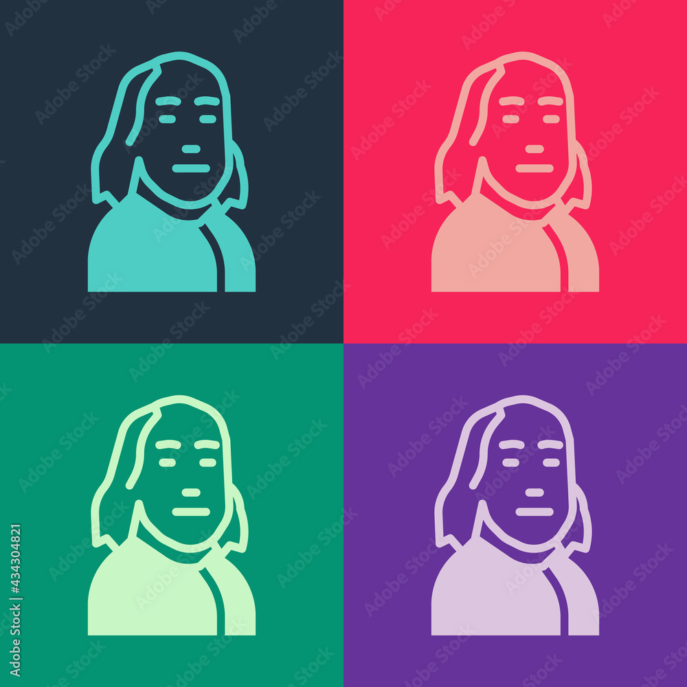 Pop art Benjamin Franklin icon isolated on color background. Vector Pop art Benjamin Franklin icon isolated on color background. Vector