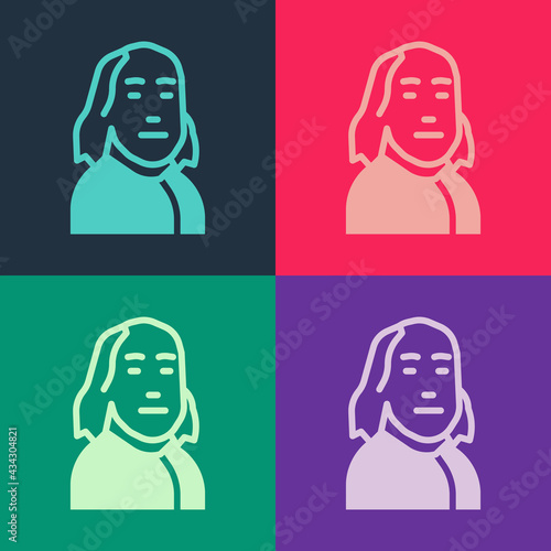 Pop art Benjamin Franklin icon isolated on color background. Vector