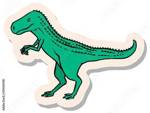 Hand drawn sticker style tyrannosaurus dinosaurs vector illustration © puruan