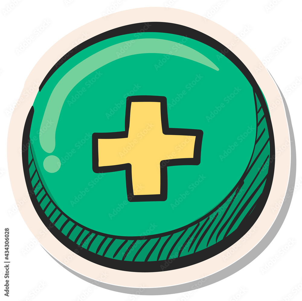 Obraz premium Hand drawn sticker style icon Plus sign