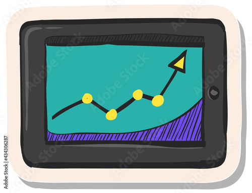 Hand drawn sticker style icon Arrow chart