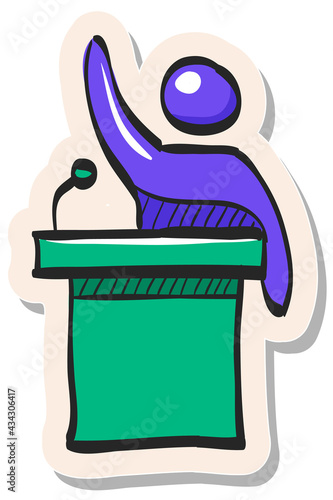 Hand drawn sticker style icon Auctioneer