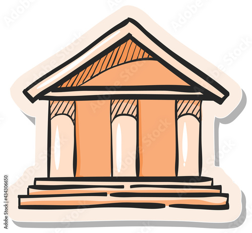 Hand drawn sticker style icon Bank building