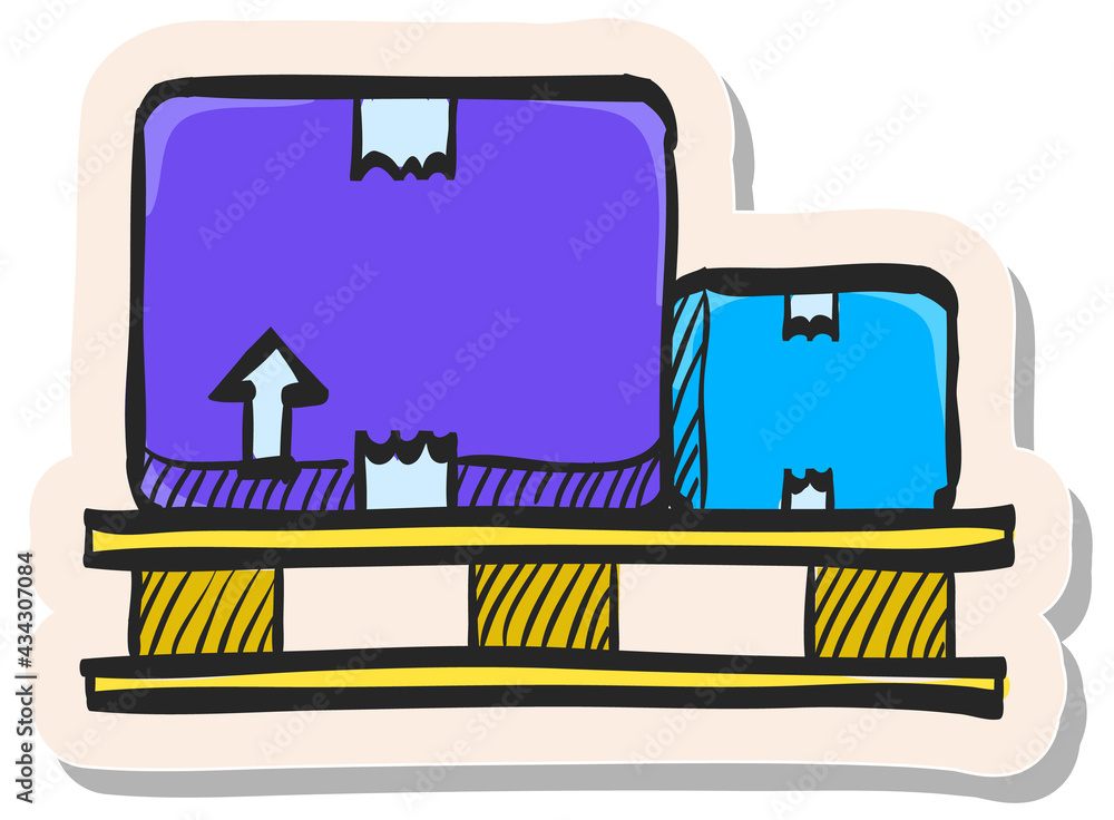 Hand drawn sticker style icon Logistic box Hand drawn sticker style icon Logistic box