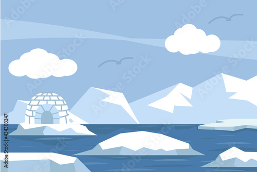 North pole Arctic in the ocean background