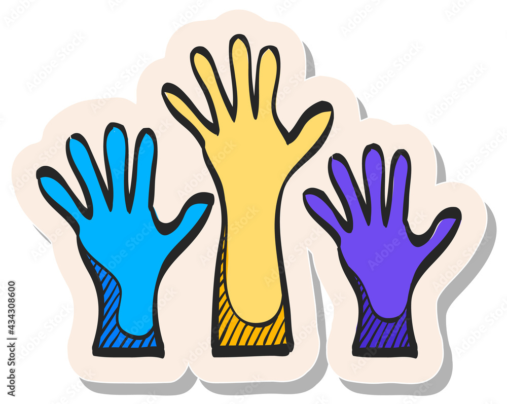 Obraz premium Hand drawn sticker style icon Hands