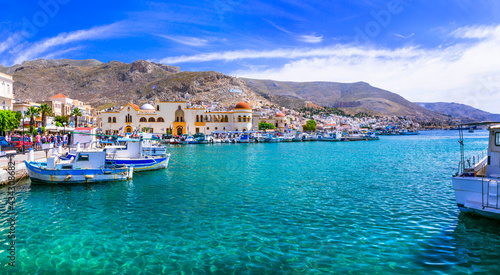 beautiful Greek islands - scenic Kalymnos with authentic beauty.Pothia capital city and port. Dodekanese, Greece may 2019 photo