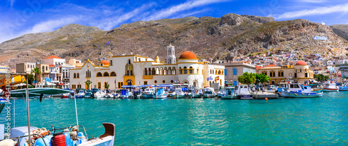 beautiful Greek islands - scenic Kalymnos with authentic beauty.Pothia capital city and port. Dodecanese, Greece travel